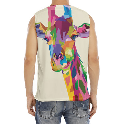 Colorful Giraffe Portrait Print Men's Fitness Tank Top