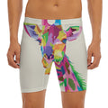 Colorful Giraffe Portrait Print Men's Long Boxer Briefs