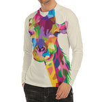 Colorful Giraffe Portrait Print Men's Long Sleeve Rash Guard