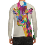 Colorful Giraffe Portrait Print Men's Long Sleeve Rash Guard