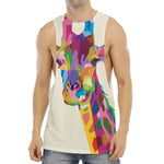 Colorful Giraffe Portrait Print Men's Muscle Tank Top