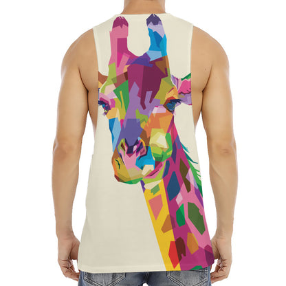 Colorful Giraffe Portrait Print Men's Muscle Tank Top