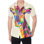 Colorful Giraffe Portrait Print Men's Shirt