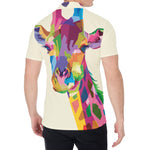 Colorful Giraffe Portrait Print Men's Shirt