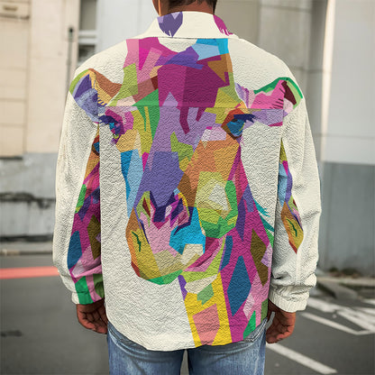 Colorful Giraffe Portrait Print Men's Shirt Jacket