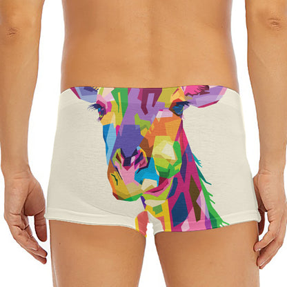 Colorful Giraffe Portrait Print Men's Short Boxer Briefs