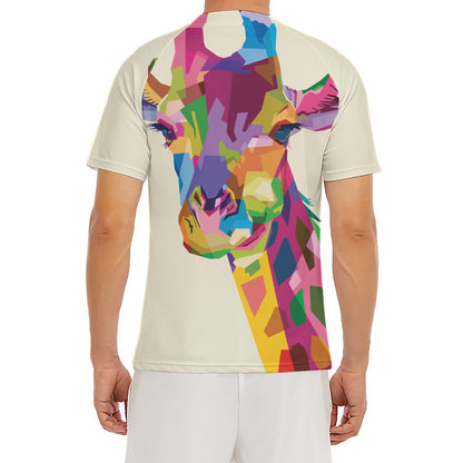 Colorful Giraffe Portrait Print Men's Short Sleeve Rash Guard