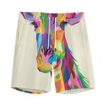 Colorful Giraffe Portrait Print Men's Sports Shorts