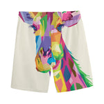 Colorful Giraffe Portrait Print Men's Sports Shorts