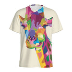 Colorful Giraffe Portrait Print Men's Sports T-Shirt