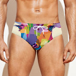 Colorful Giraffe Portrait Print Men's Swim Briefs