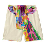 Colorful Giraffe Portrait Print Men's Swim Trunks