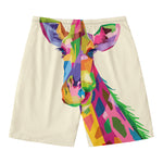 Colorful Giraffe Portrait Print Men's Swim Trunks