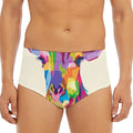 Colorful Giraffe Portrait Print Men's Triangle Swim Briefs