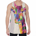 Colorful Giraffe Portrait Print Men's Velvet Tank Top