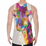 Colorful Giraffe Portrait Print Men's Velvet Tank Top
