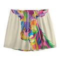 Colorful Giraffe Portrait Print Mesh Shorts