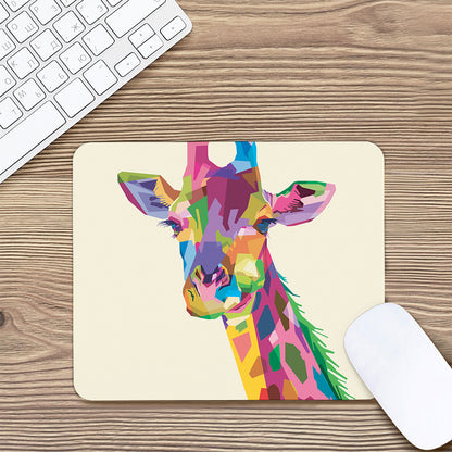 Colorful Giraffe Portrait Print Mouse Pad