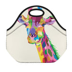 Colorful Giraffe Portrait Print Neoprene Lunch Bag