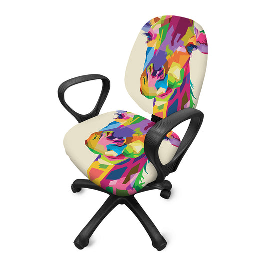 Colorful Giraffe Portrait Print Office Chair Cover