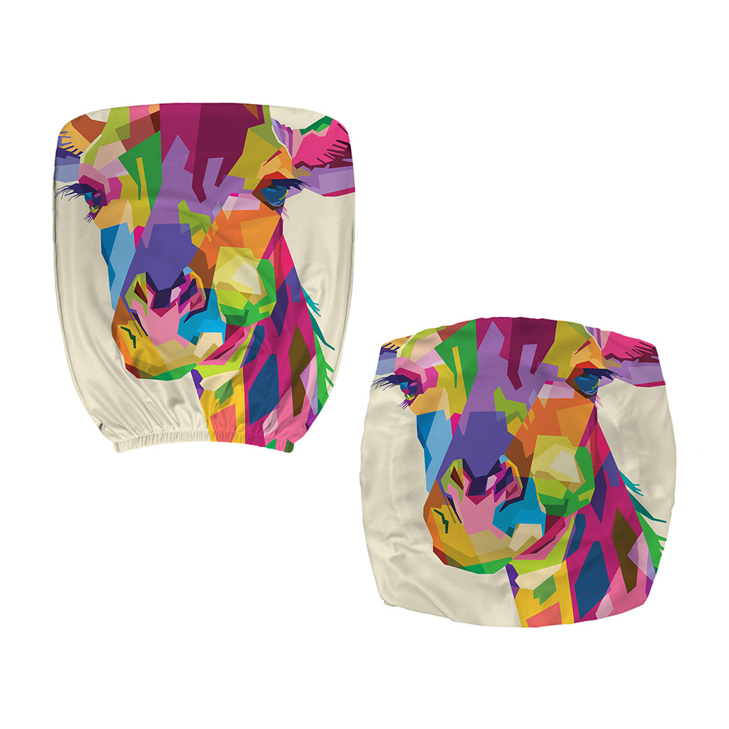Colorful Giraffe Portrait Print Office Chair Cover