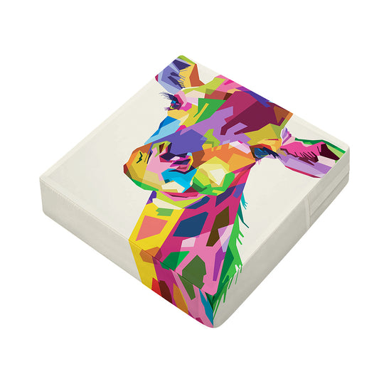 Colorful Giraffe Portrait Print Outdoor Seat Cushion Cover