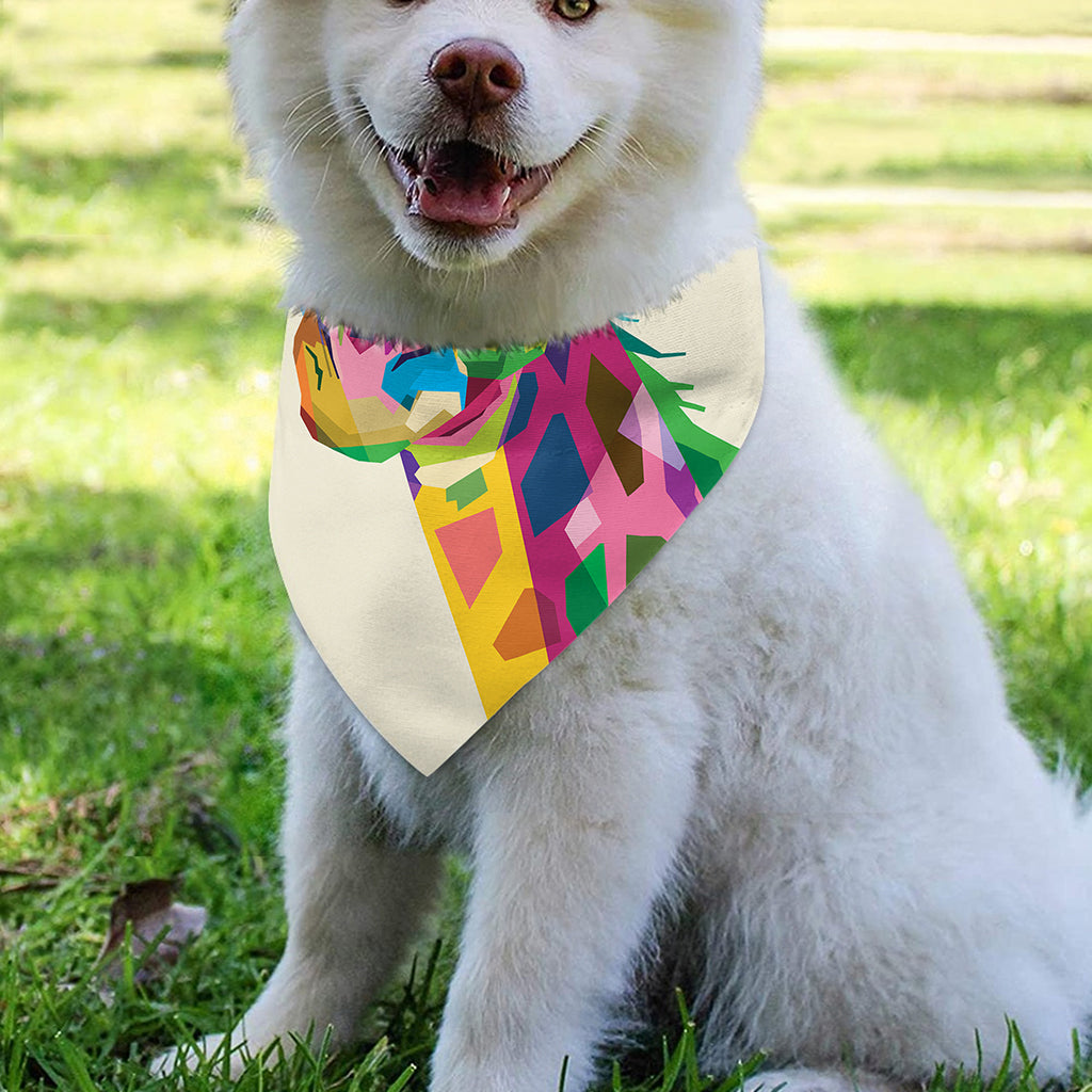 Colorful Giraffe Portrait Print Over The Collar Dog Bandana