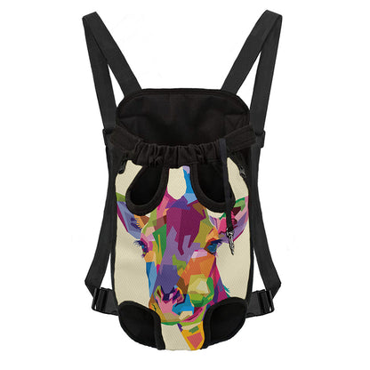 Colorful Giraffe Portrait Print Pet Carrier Backpack