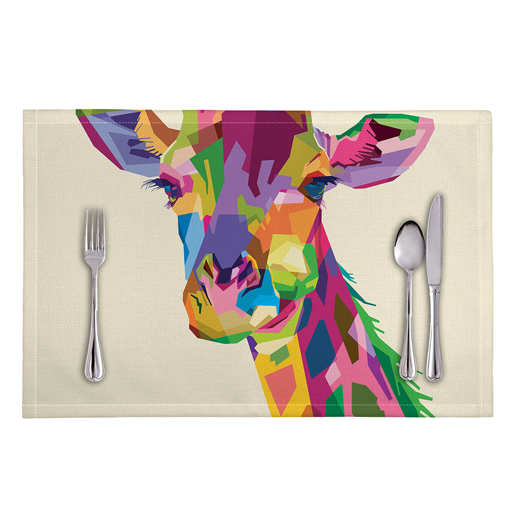 Colorful Giraffe Portrait Print Placemat
