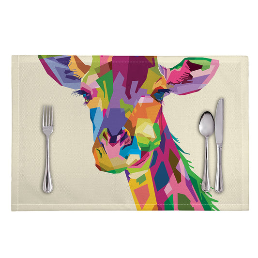 Colorful Giraffe Portrait Print Placemat