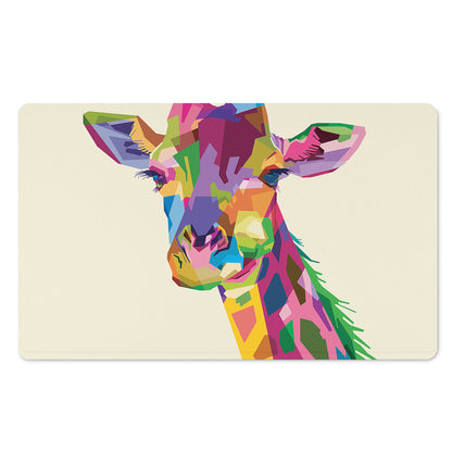 Colorful Giraffe Portrait Print Polyester Doormat