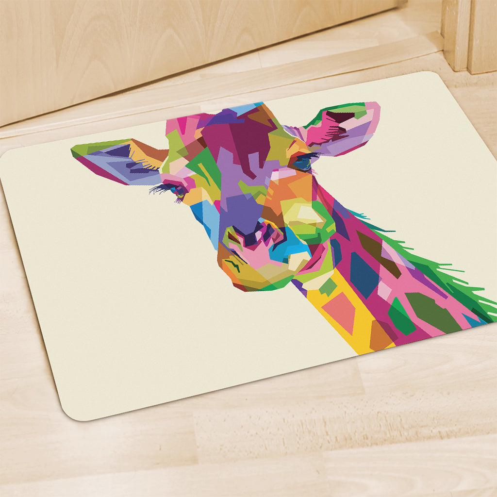Colorful Giraffe Portrait Print Polyester Doormat