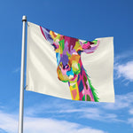Colorful Giraffe Portrait Print Polyester Flag