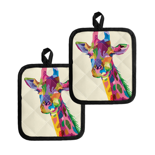 Colorful Giraffe Portrait Print Pot Holders