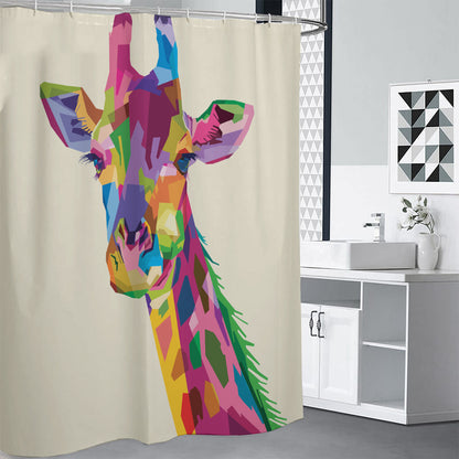 Colorful Giraffe Portrait Print Premium Shower Curtain