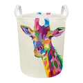 Colorful Giraffe Portrait Print Round Laundry Basket