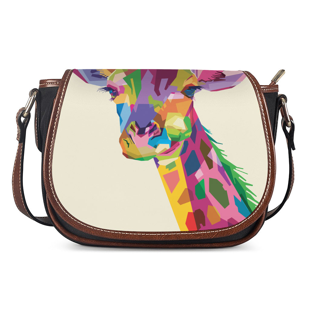 Colorful Giraffe Portrait Print Saddle Bag