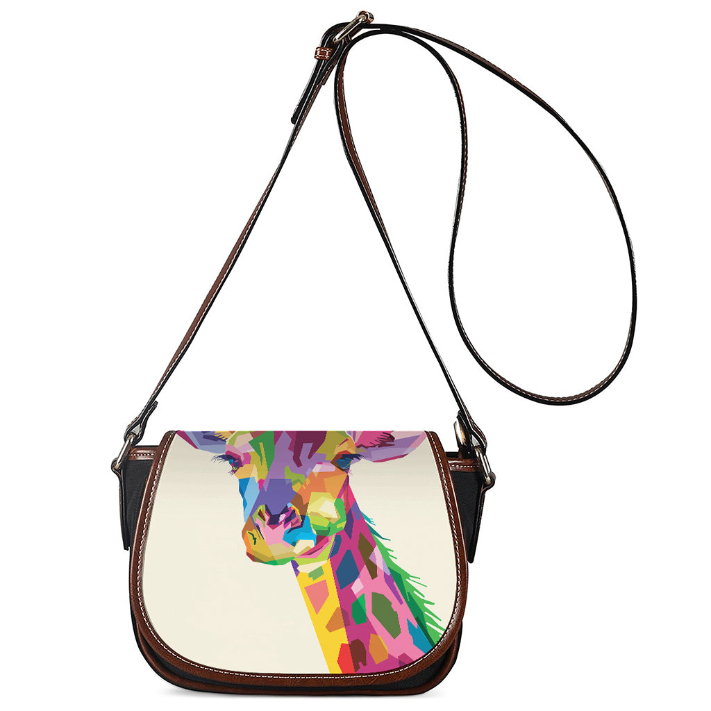 Colorful Giraffe Portrait Print Saddle Bag
