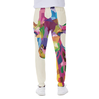 Colorful Giraffe Portrait Print Scuba Joggers