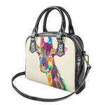 Colorful Giraffe Portrait Print Shoulder Handbag