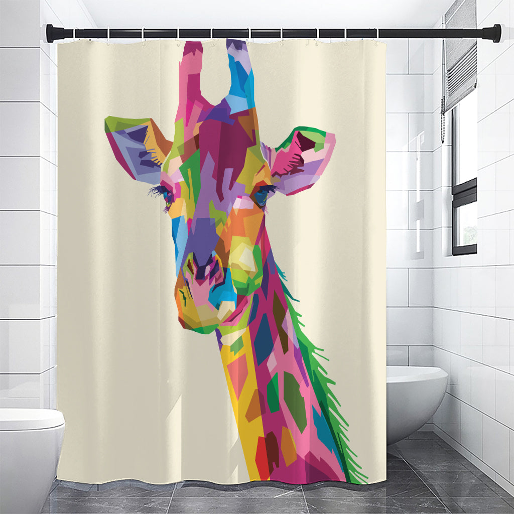 Colorful Giraffe Portrait Print Shower Curtain