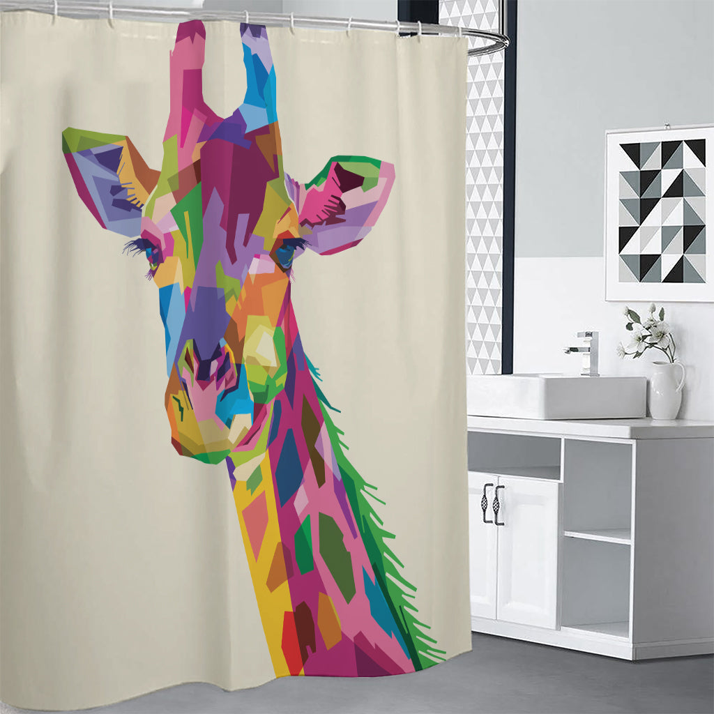 Colorful Giraffe Portrait Print Shower Curtain