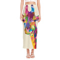 Colorful Giraffe Portrait Print Side Slit Maxi Skirt