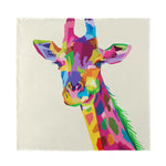 Colorful Giraffe Portrait Print Silk Bandana