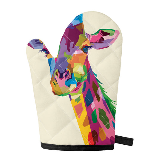 Colorful Giraffe Portrait Print Single Oven Mitt