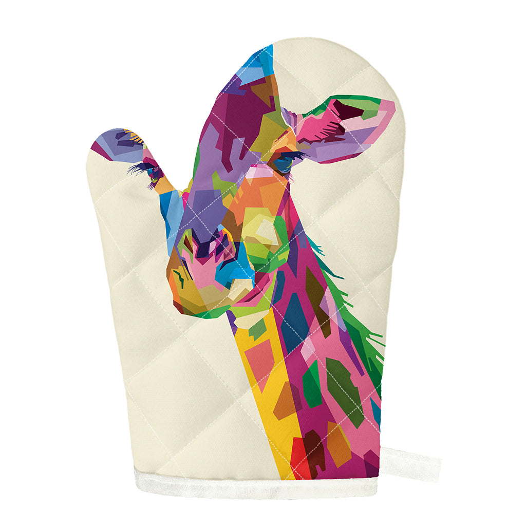 Colorful Giraffe Portrait Print Single Oven Mitt