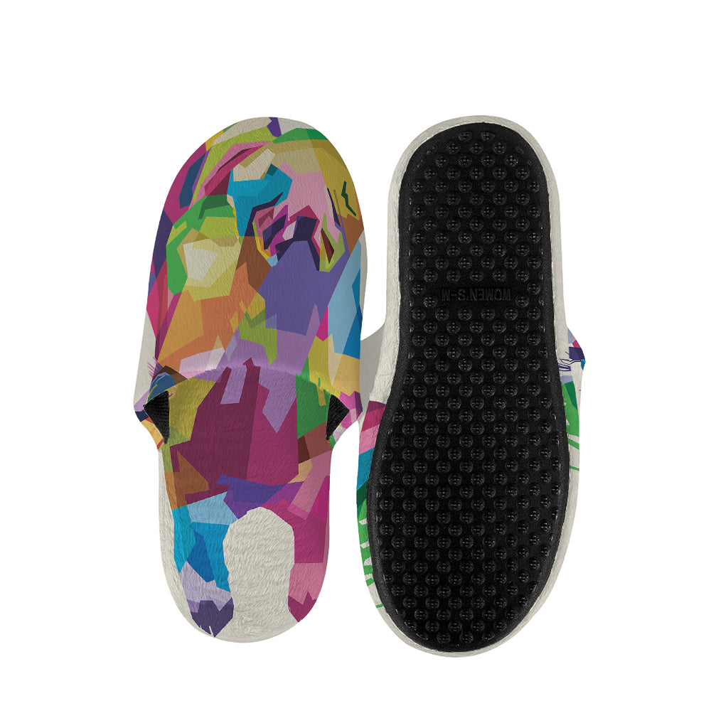 Colorful Giraffe Portrait Print Slippers
