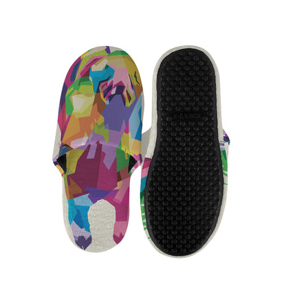 Colorful Giraffe Portrait Print Slippers