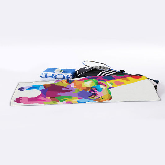 Colorful Giraffe Portrait Print Sports Towel