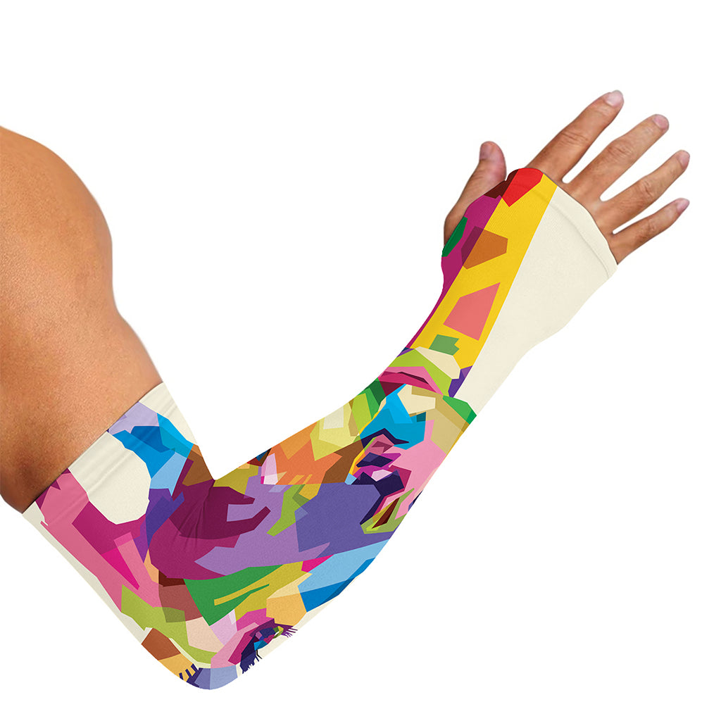 Colorful Giraffe Portrait Print Sun Protection Arm Sleeves